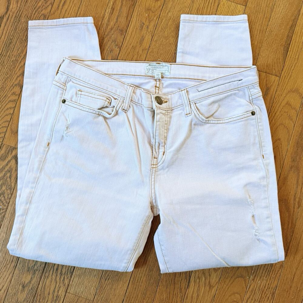 Current Elliott The Stiletto Ivory Salty Distressed Jeans Size‎ 32 MSRP $188 USA